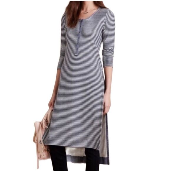 Anthropologie Postmark Striped Henley Tunic - Picture 1 of 8